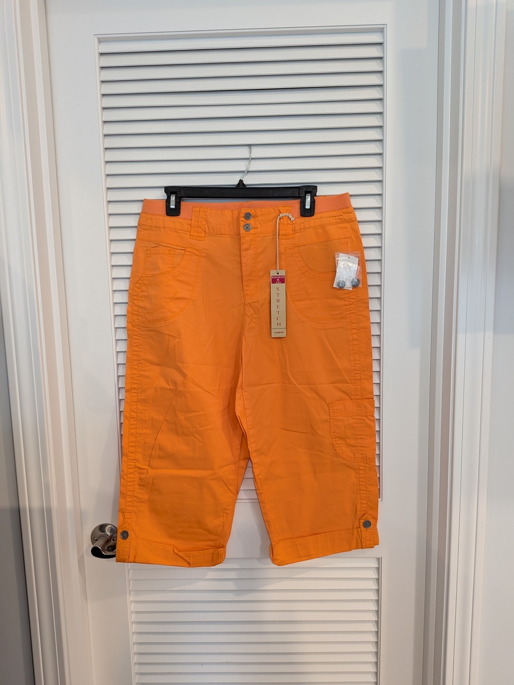 Women's Orange Cargo Stretch Capri Size 10